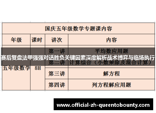 赛后复盘法甲强强对话胜负关键因素深度解析战术博弈与临场执行